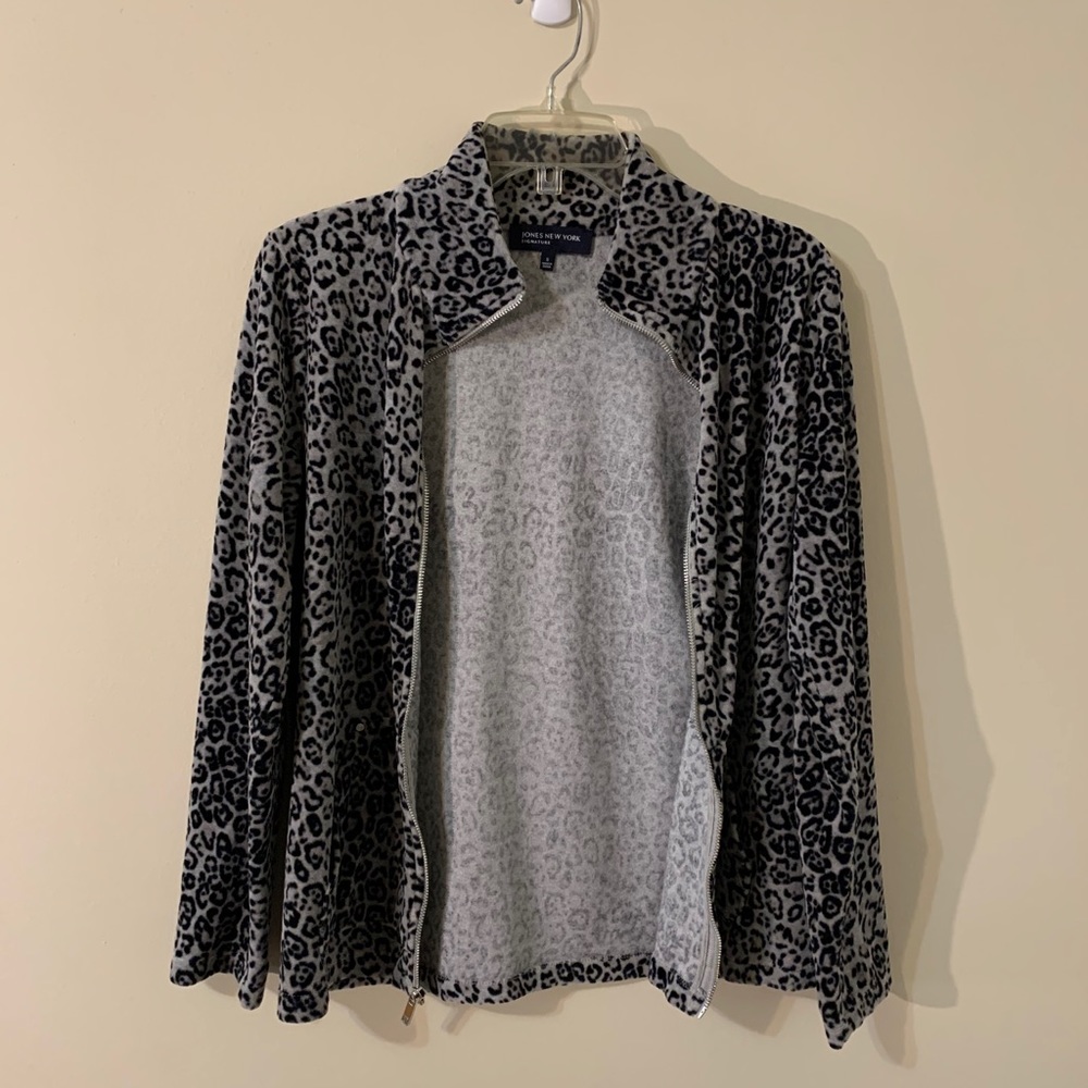 Jones New York Signature Velour Zip Up Jacket - Picture 3 of 12